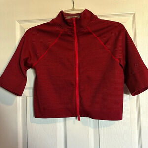Fabletics Jenny Seamless women’s red full zip crop athletic jacket size XL
